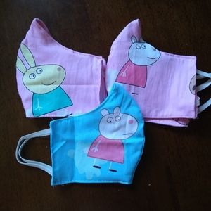 3 Handmade Peppa Pig Face Mask+Filter+Carrier